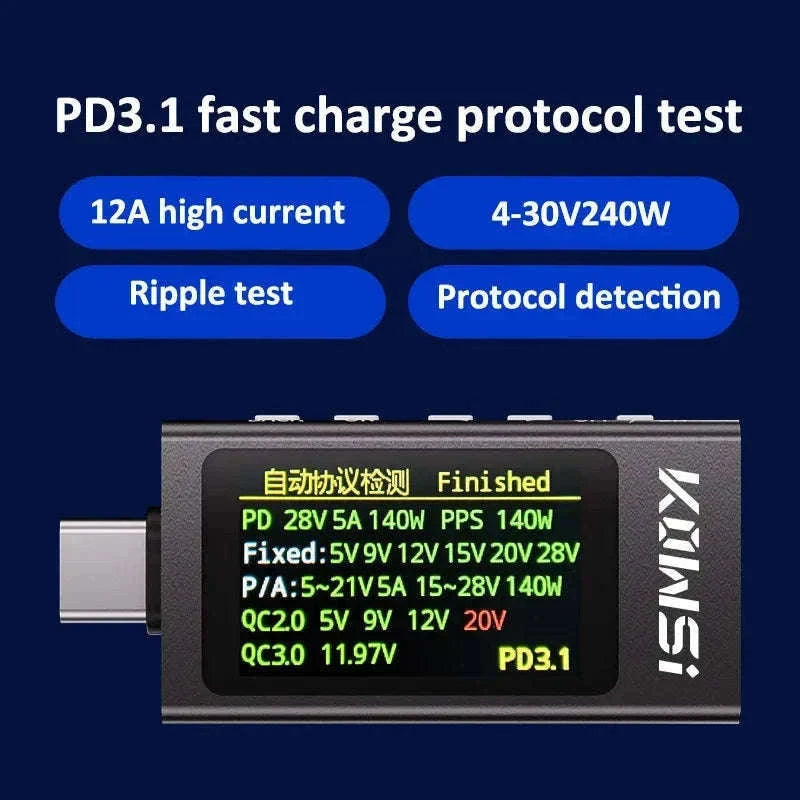 KWS-X1 4V-30V 12A Type C Tester Voltmeter Ammeter-KWS-X1 / CHINA