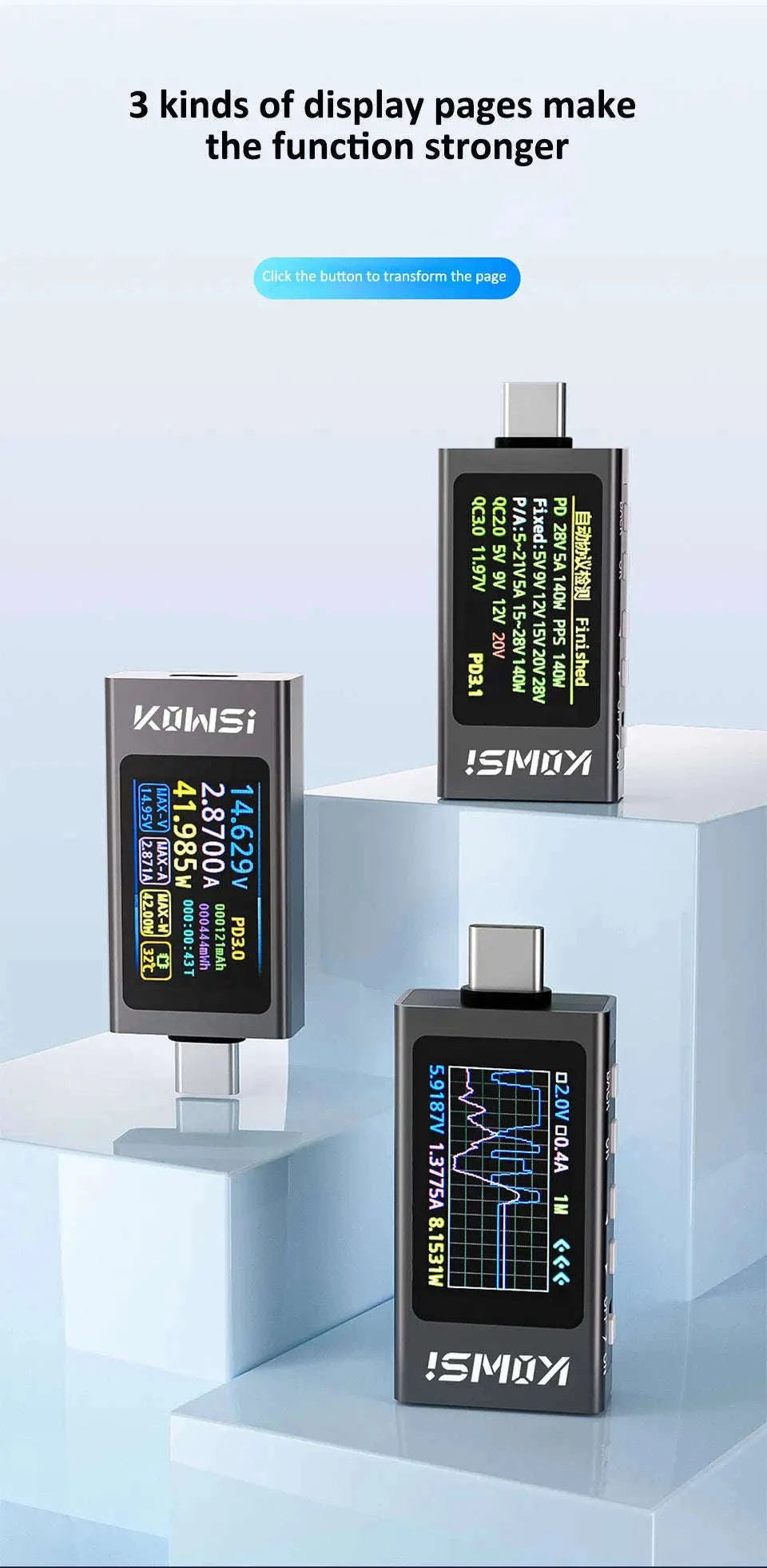 KWS-X1 4V-30V 12A Type C Tester Voltmeter Ammeter-KWS-X1 / CHINA
