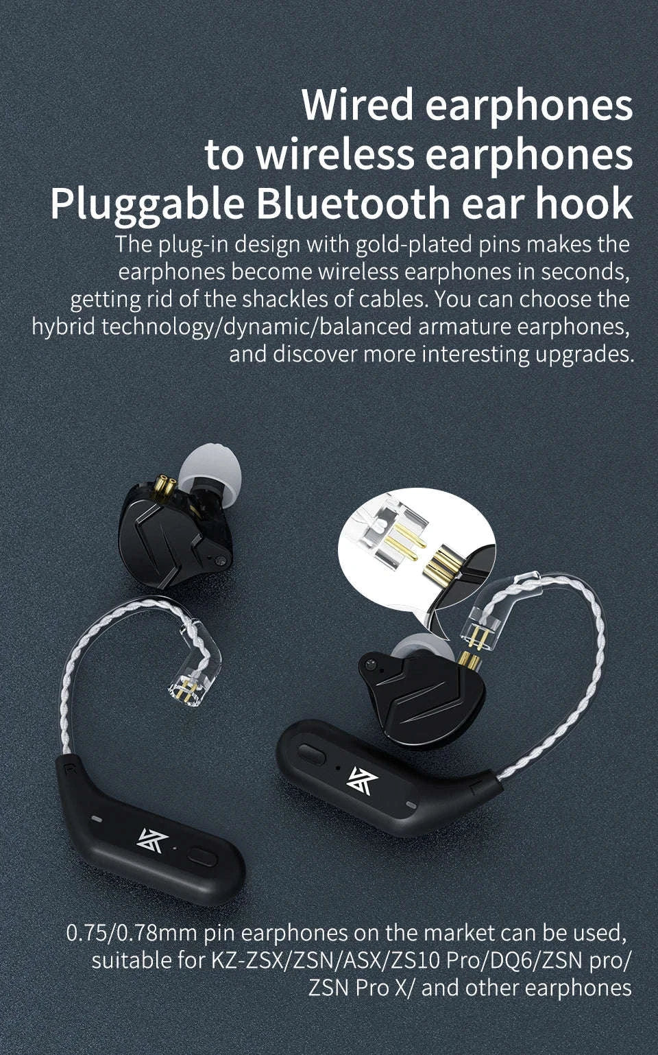 KZ AZ09 Bluetooth Ear Hook Earphones-AZ09 C PIN