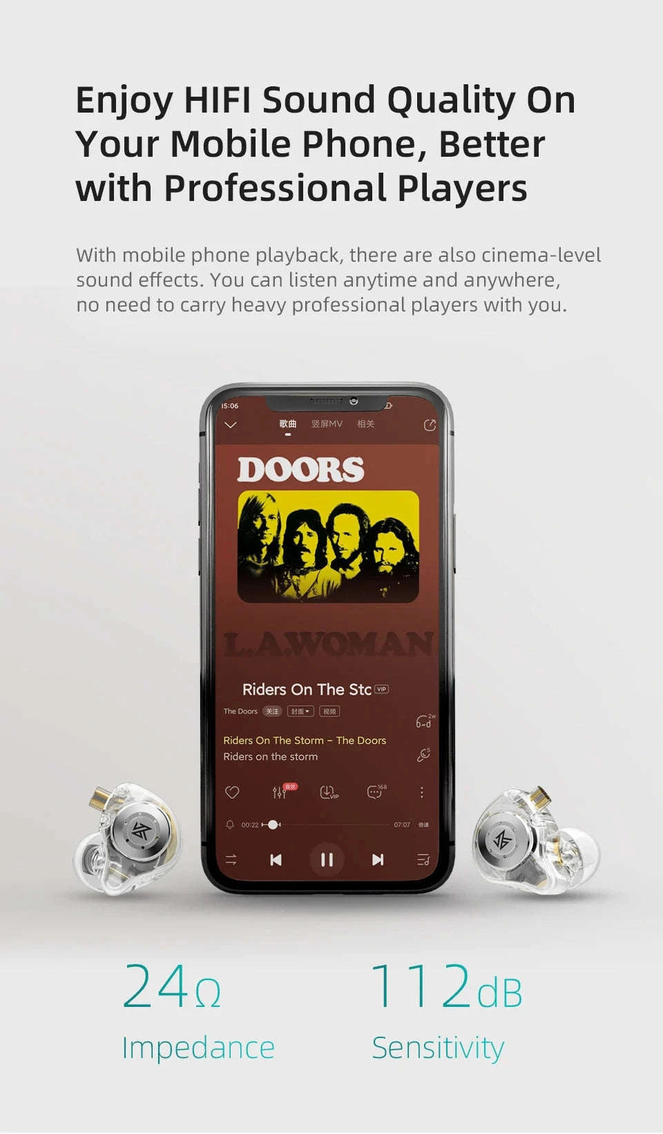 KZ EDX PRO In‑Ear Monitors-Cyan NO MIC / CHINA