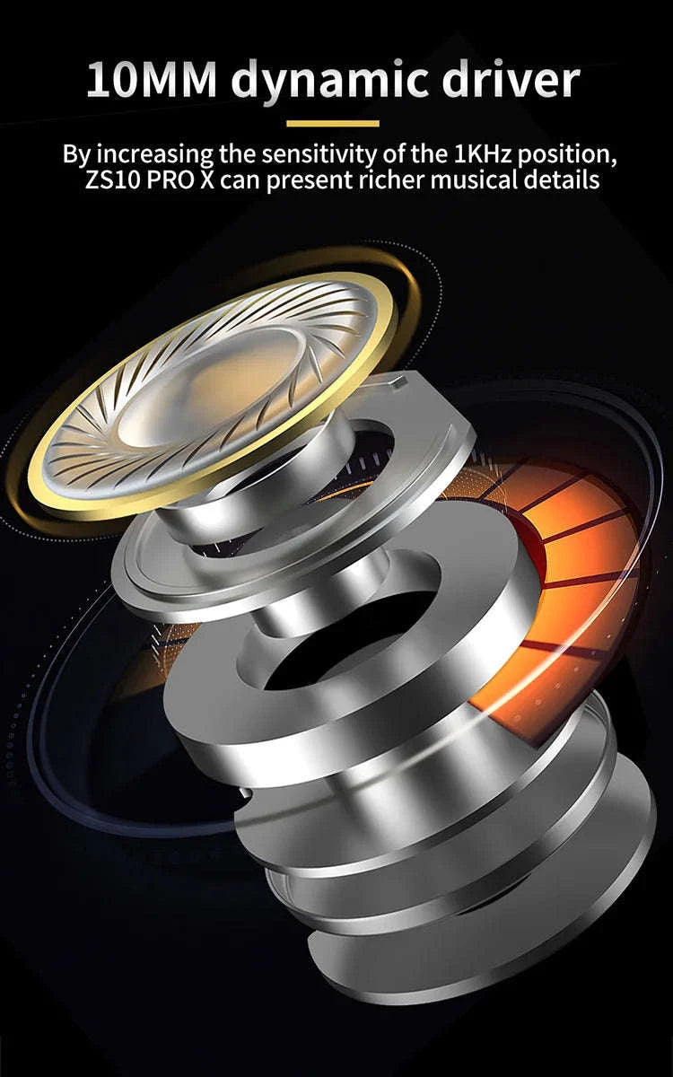 KZ ZS10 PRO X Hybrid In-Ear Earphones-ZS10proX NO MIC