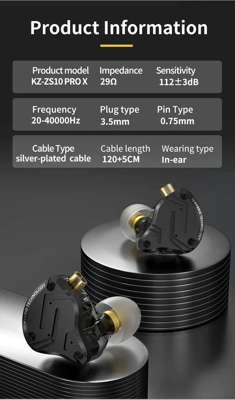 KZ ZS10 PRO X Hybrid In-Ear Earphones-ZS10proX NO MIC
