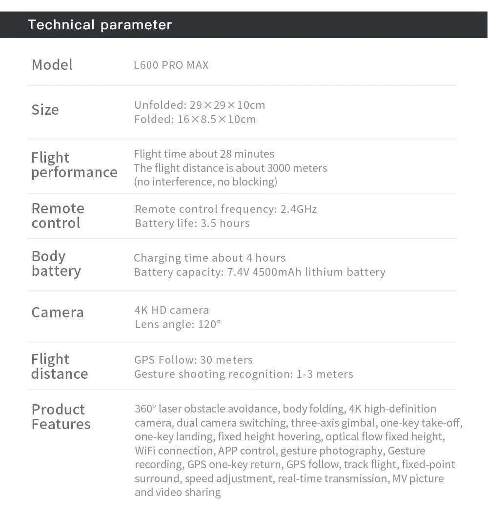 L600 PRO MAX 4K GPS Drone for Stable Aerial Filming-L600-PRO-OAS