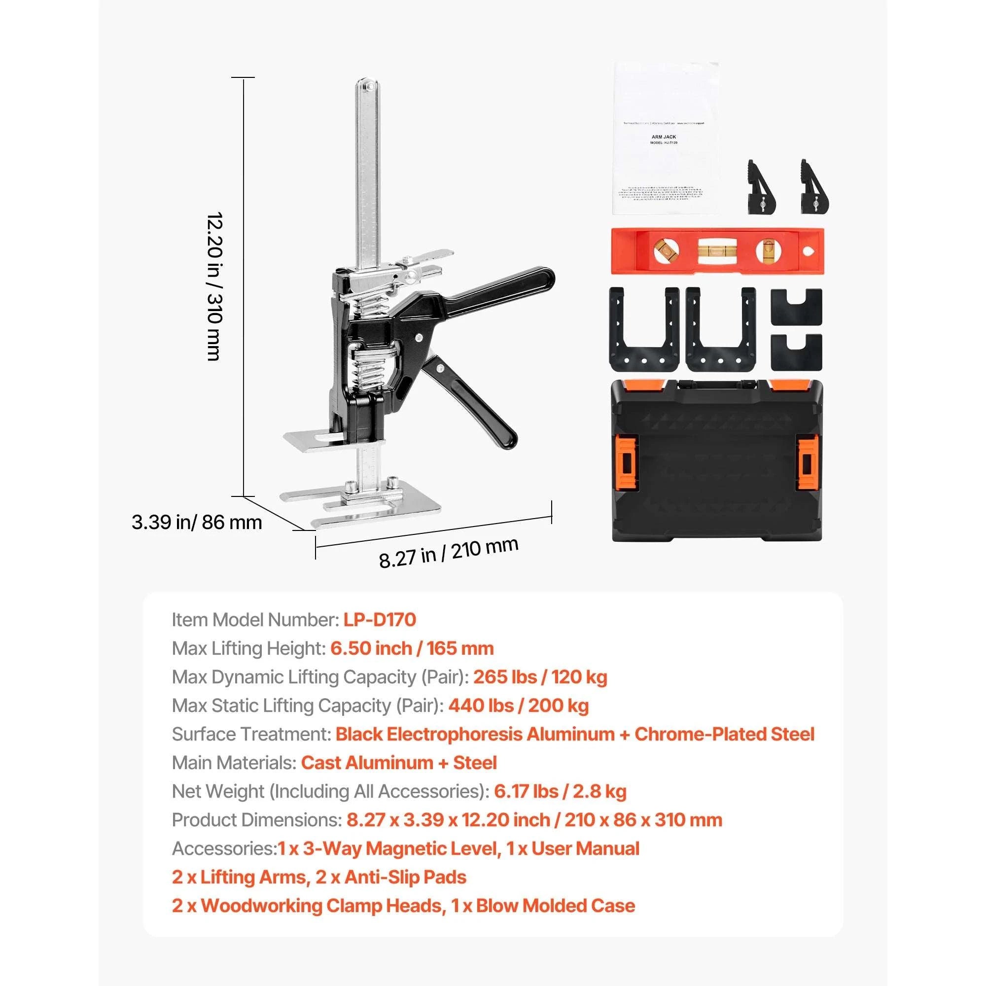 Labor Saving Arm Jack 2PCS Hand Lifting Tool 7.1" 330 lbs-2 mold 220mm / United States