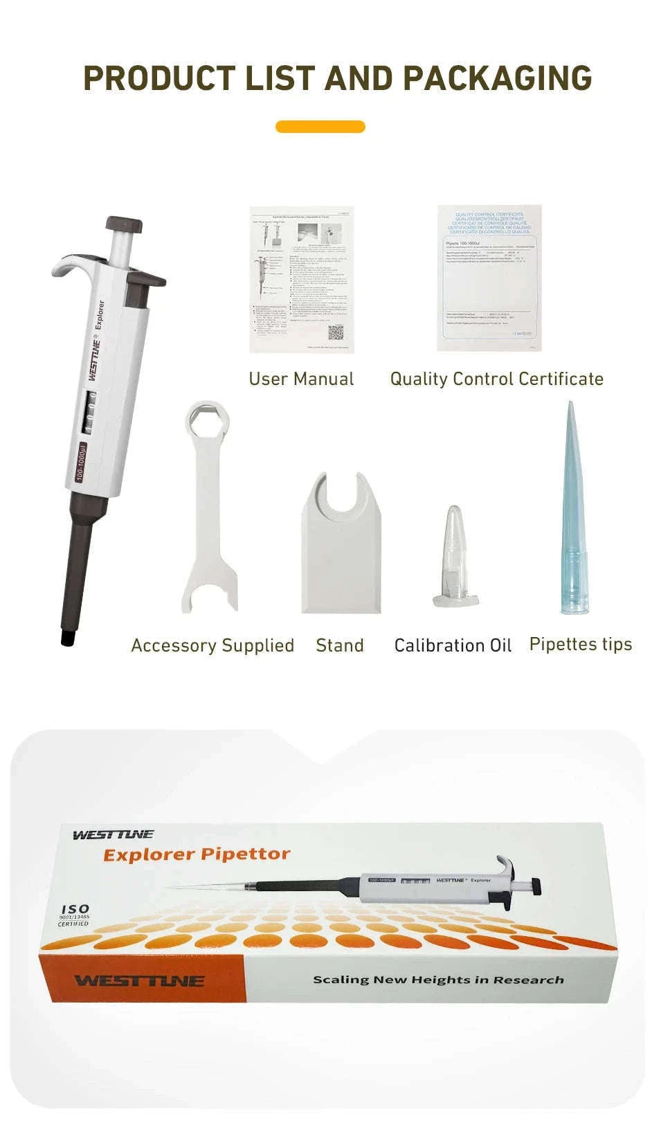 Laboratory Micro Pipette Gun, Adjustable Single Channel Pipettor-50-200ul