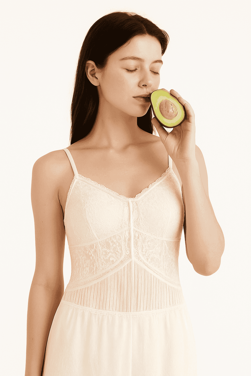 Lace Camisole Tank Top with Stretch Fit and Open Back Style-White / L
