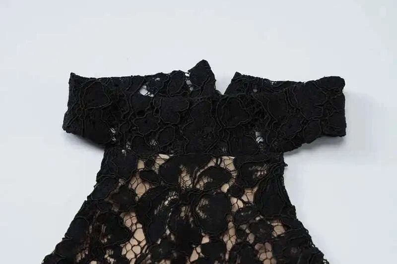Lace Halter Backless Dress for Women-Brown / XS