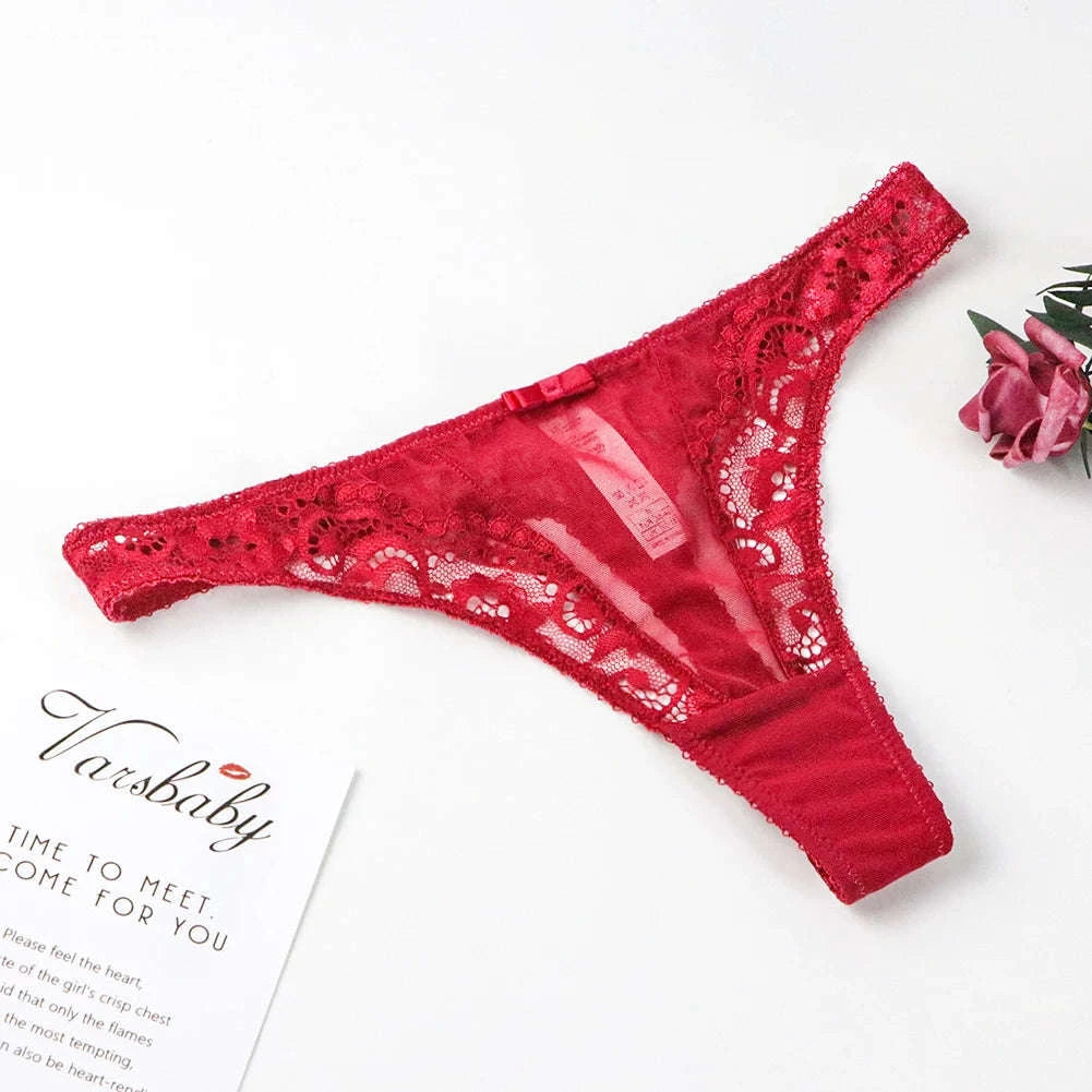 Lace Lingerie Set for Women – Bra, Panty, Garter & Stockings-Red / S
