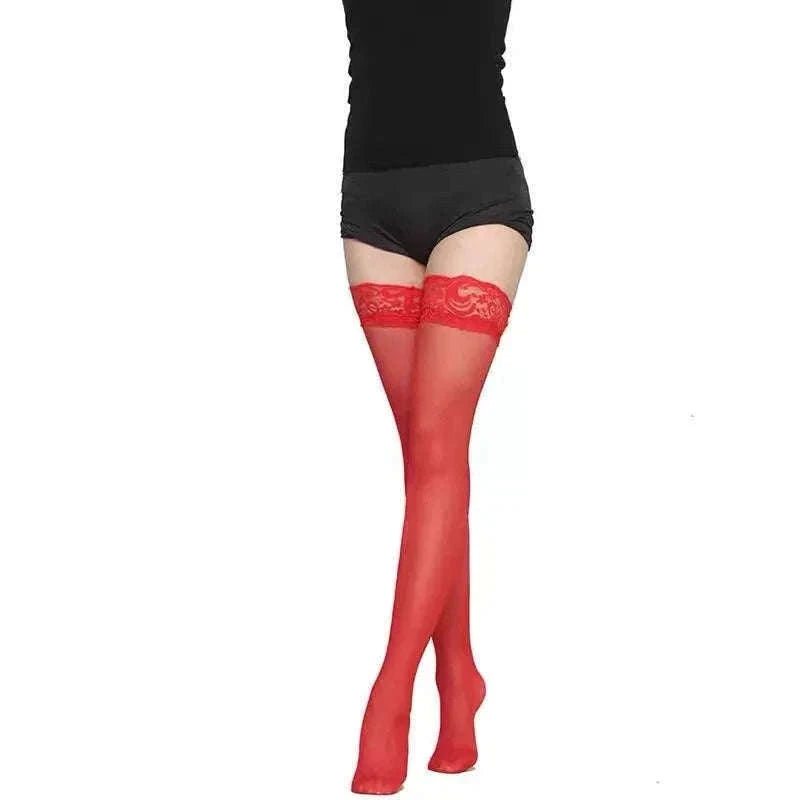 Lace Trim Thigh High Stockings for Women-WHITE / One Size