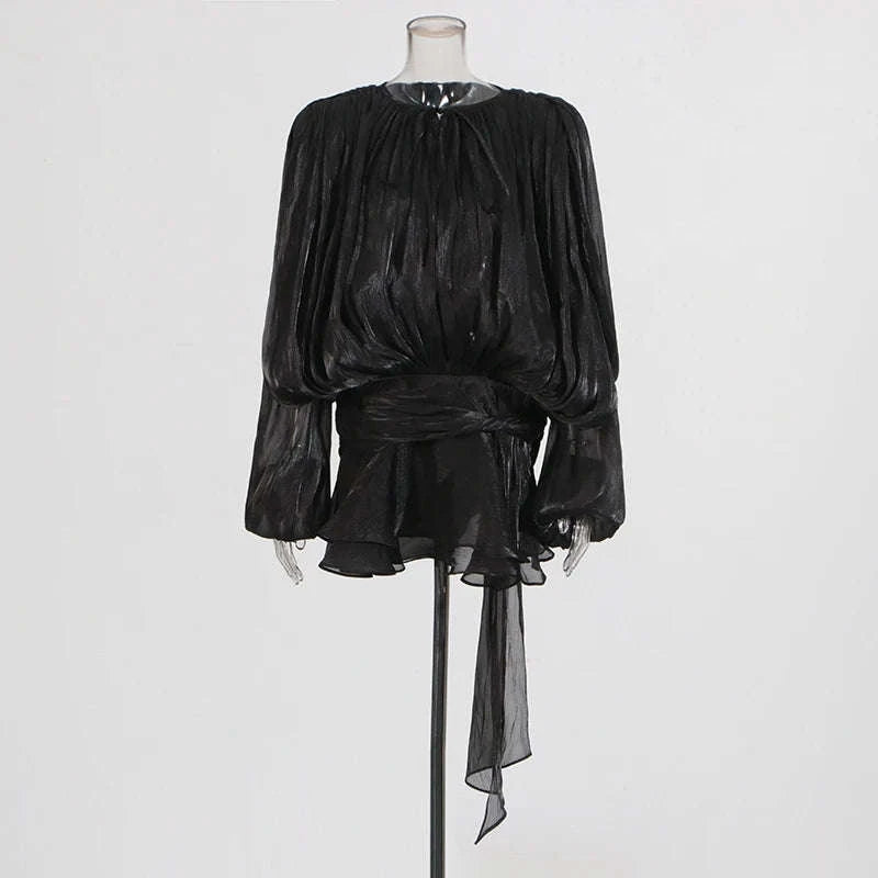 Lace-Up Patchwork Mini Dress-LIGHTPINK / S