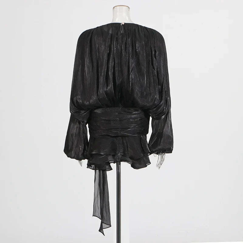 Lace-Up Patchwork Mini Dress-LIGHTPINK / S