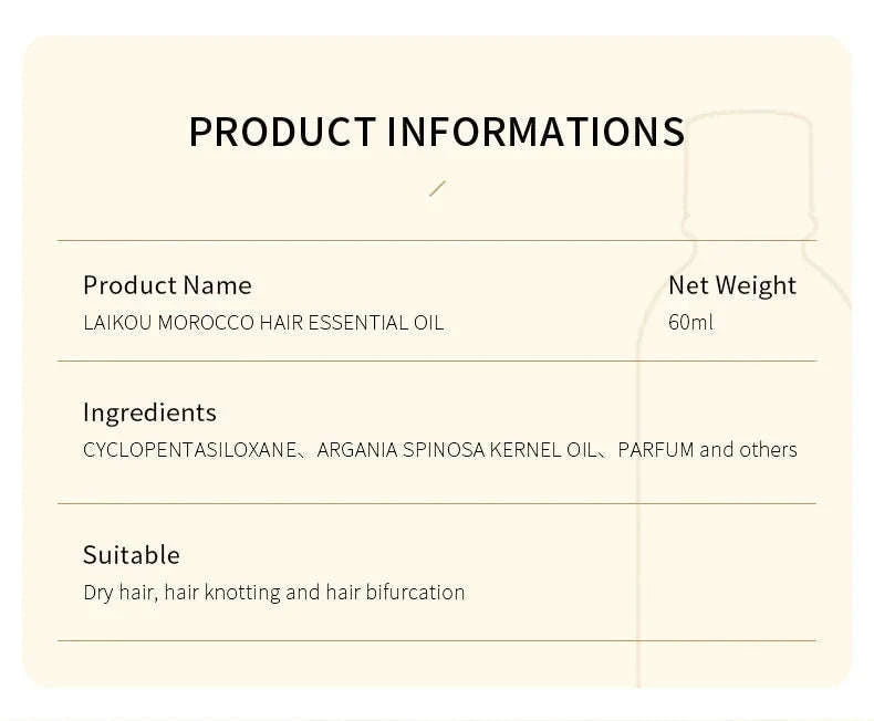 LAIKOU Moroccan Argan Hair Essence Oil 60ml-60ml