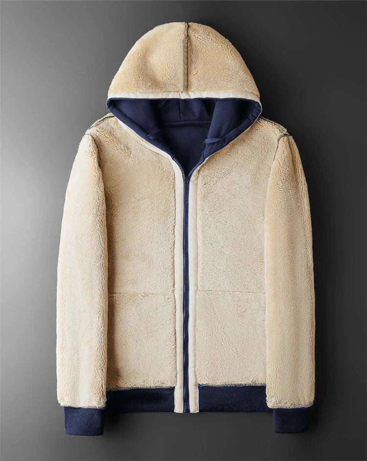 Lambswool Hoodie Jacket-Dark Grey / XXL