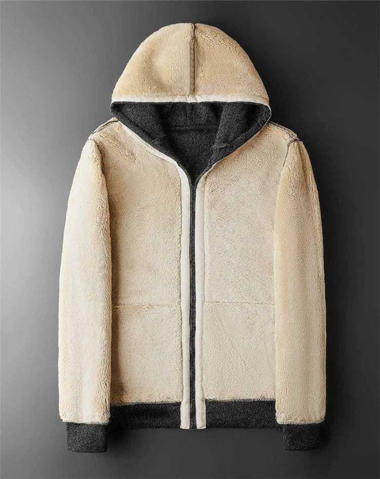 Lambswool Hoodie Jacket-Dark Grey / XXL