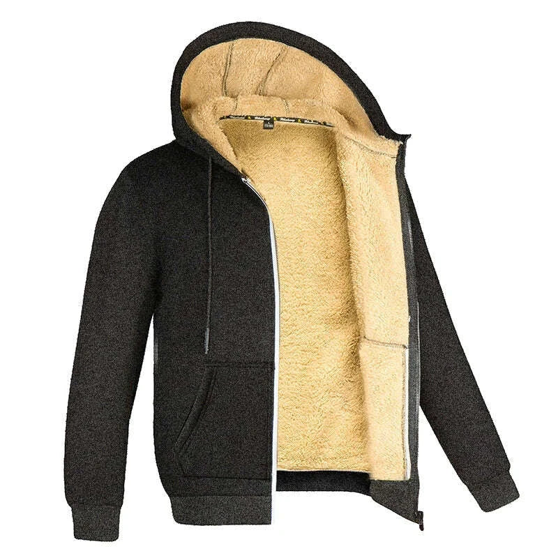 Lambswool Hoodie Jacket-Dark Grey / XXL