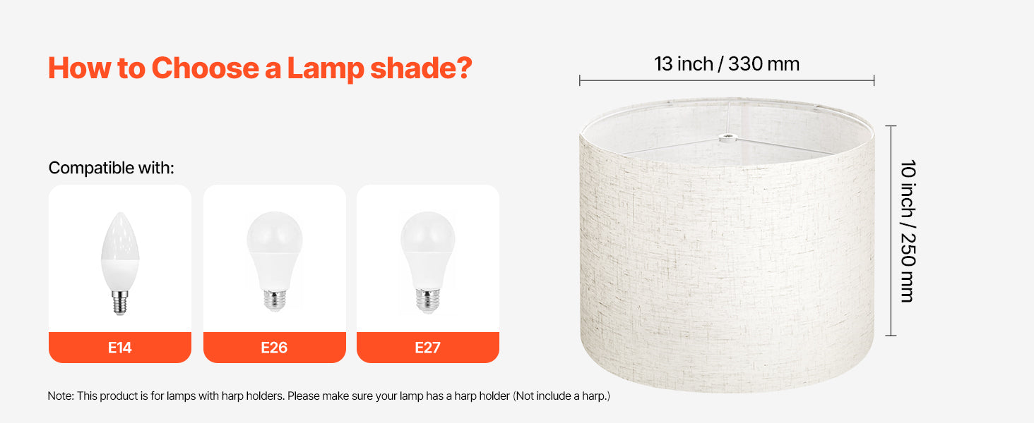 Medium Linen Drum Lamp Shade Replacement for Table Floor Lamps