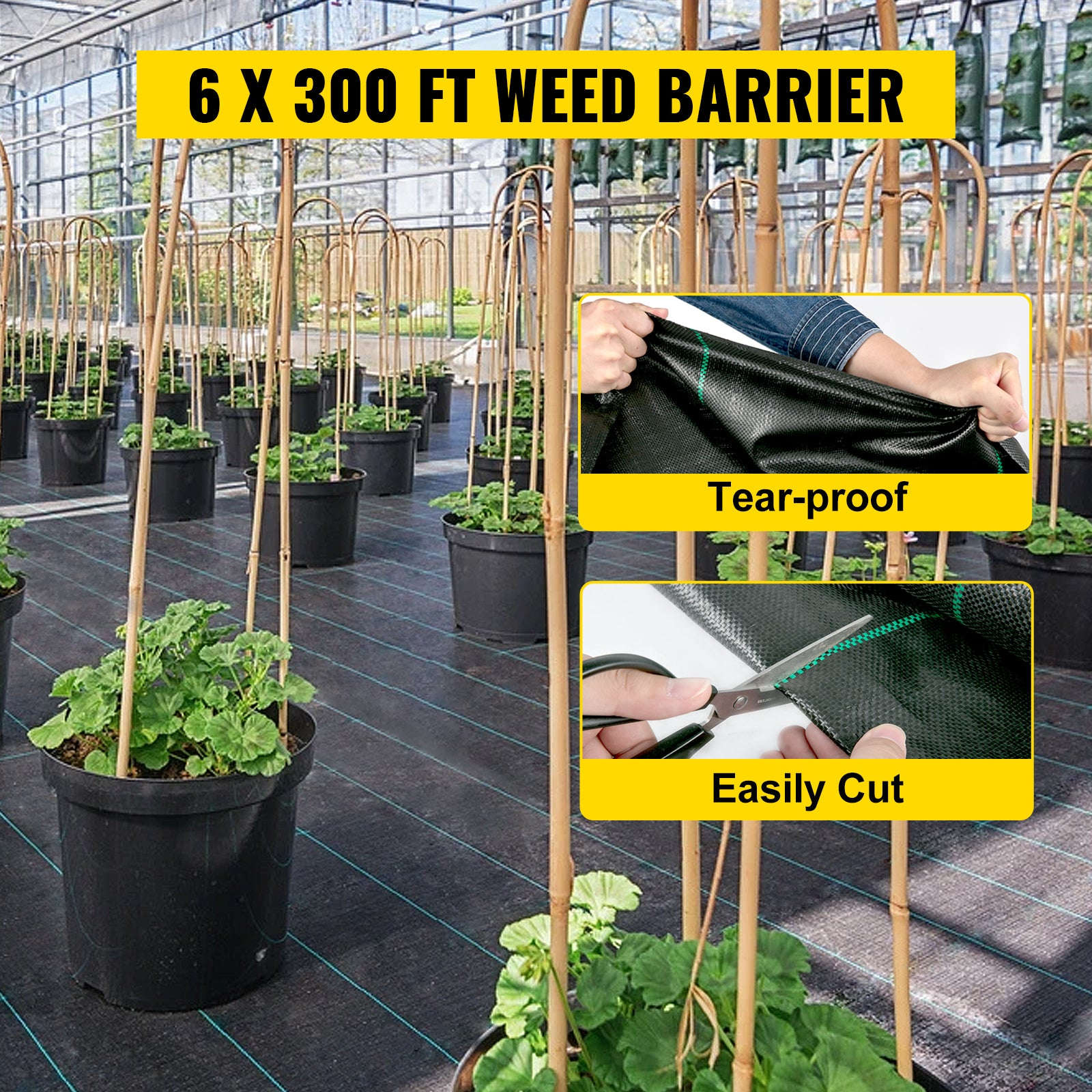 Landscape Fabric 6 ft x 300 ft Heavy Duty Weed Barrier-black / 6x300 feet / spain