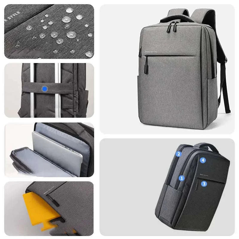 Laptop Backpack 17.3 Inch Large-Capacity Waterproof Travel Bag-Light Gray / 17.3
