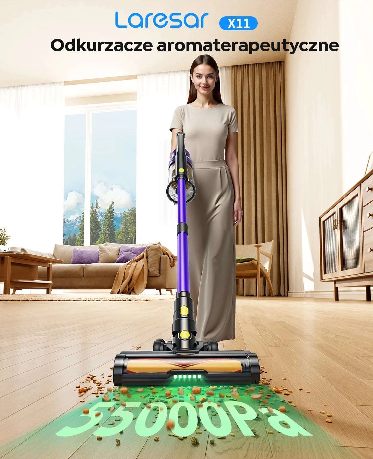 Laresar X11 Cordless Vacuum Cleaner – 550W Power and Deep Suction-EU PLUG / Poland