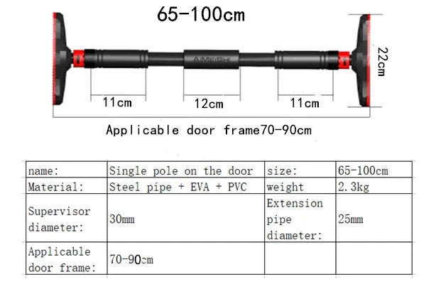 Large Adjustable Door Horizontal Bar for Home Training-65-100cm / Poland