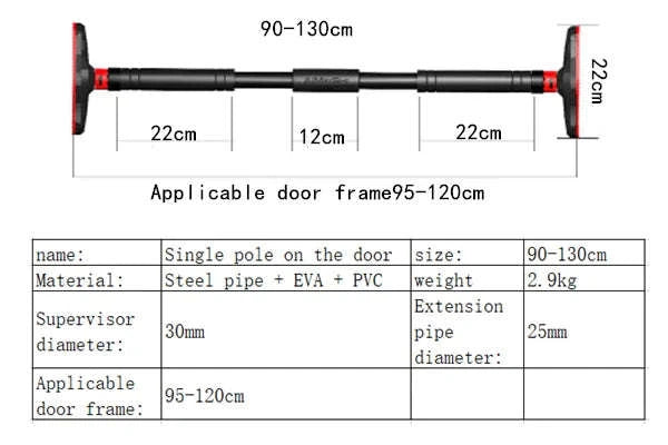 Large Adjustable Door Horizontal Bar for Home Training-65-100cm / Poland
