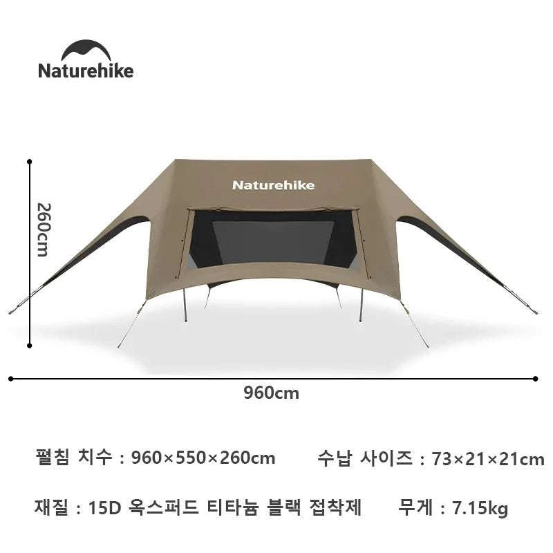 Large Camping Sun Shelter Awning 12–18 Person Waterproof Canopy-M