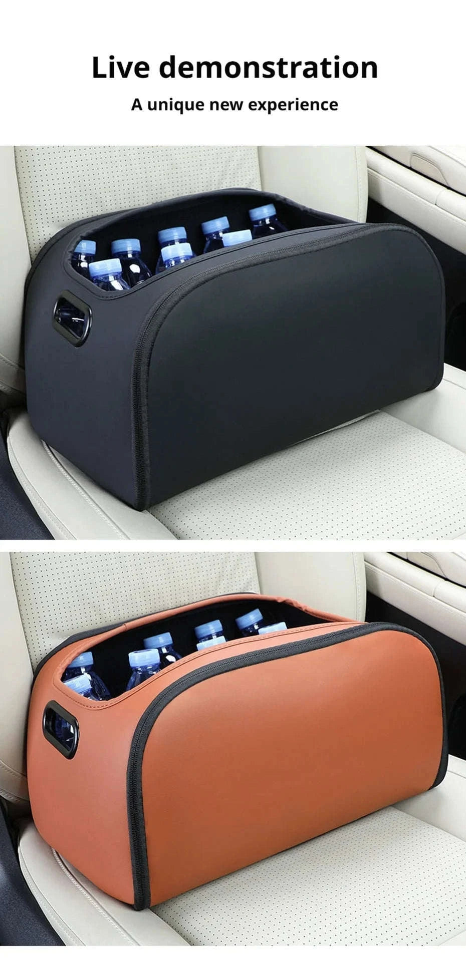 Large Capacity Car Seat Organizer with Side Opening and Mesh Pockets-Brown
