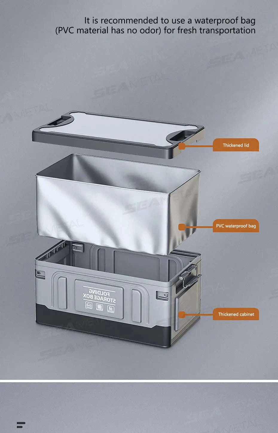 Large-Capacity Foldable Trunk Storage Box 61L-No waterproof bag