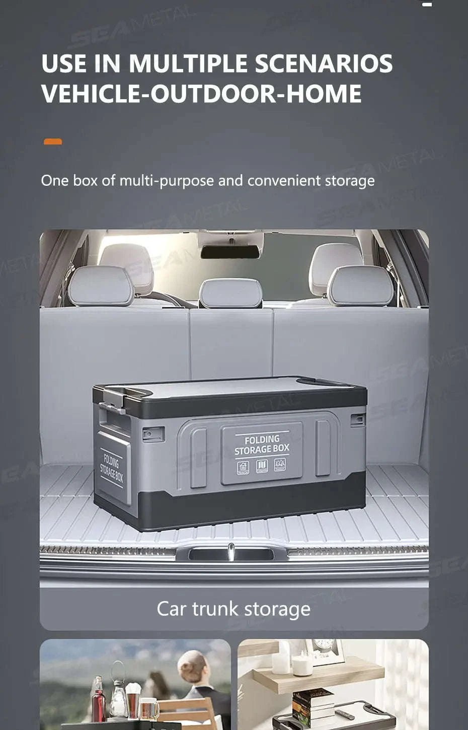 Large-Capacity Foldable Trunk Storage Box 61L-No waterproof bag