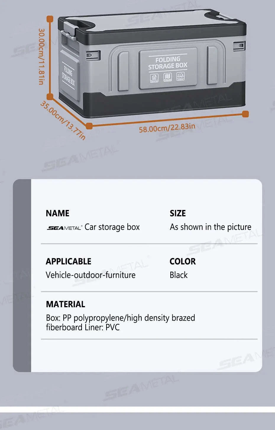 Large-Capacity Foldable Trunk Storage Box 61L-No waterproof bag