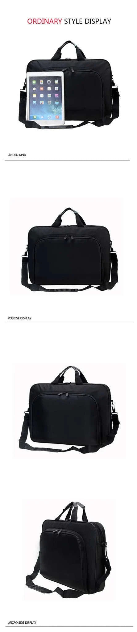 Large Capacity Laptop Briefcase 15.6"–17" Nylon Work Bag-black / 15.6inch