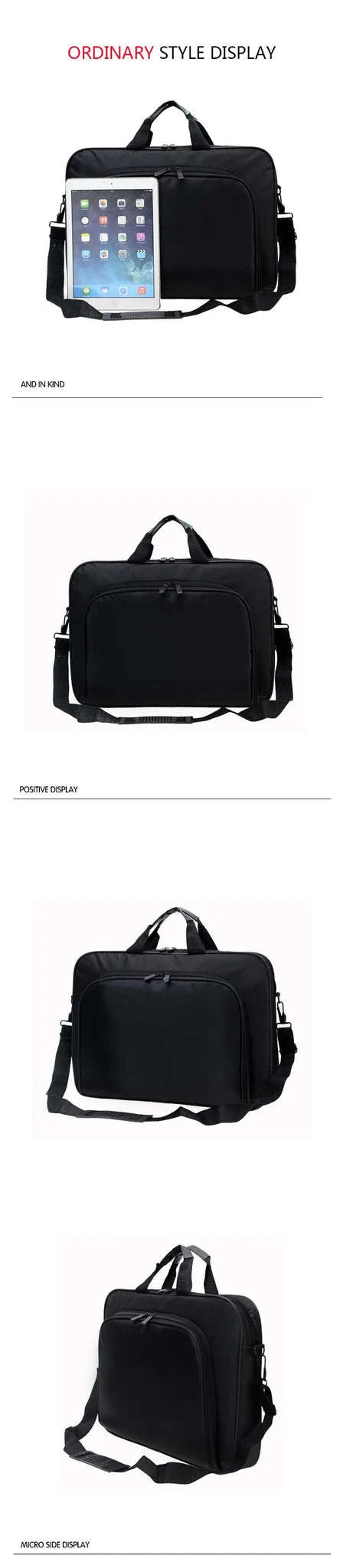 Large Capacity Laptop Briefcase 15.6"–17" Nylon Work Bag-black / 15.6inch