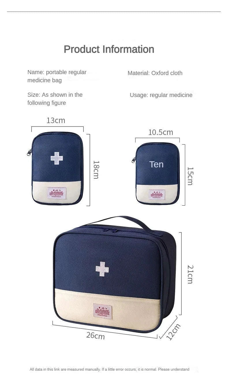 Large Capacity Medicine Bag – Portable Medical Storage Organizer-One size / Blue
