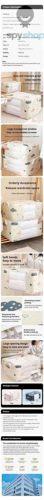Large Capacity Storage Bag Organizer for Tidy Home Storage-Large Beige