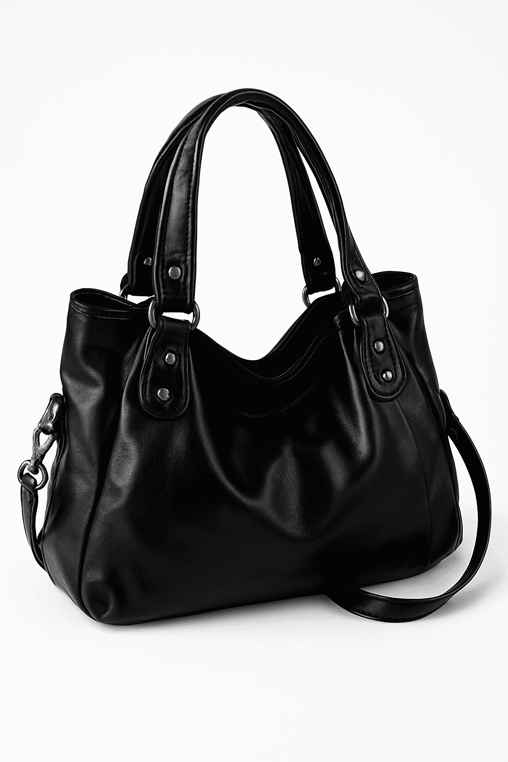 Large Capacity Vintage Style Shoulder Tote Bag with Crossbody Strap-Brown