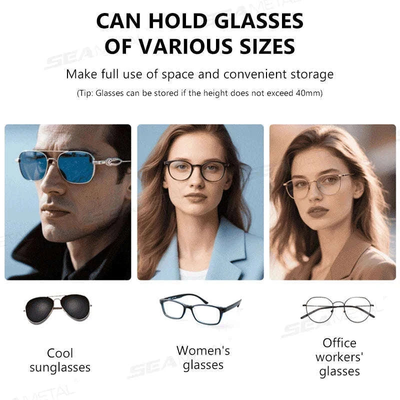 Large Car Glasses Holder Clip on Sun Visor Anti Scratch Flocking Layer-Brown
