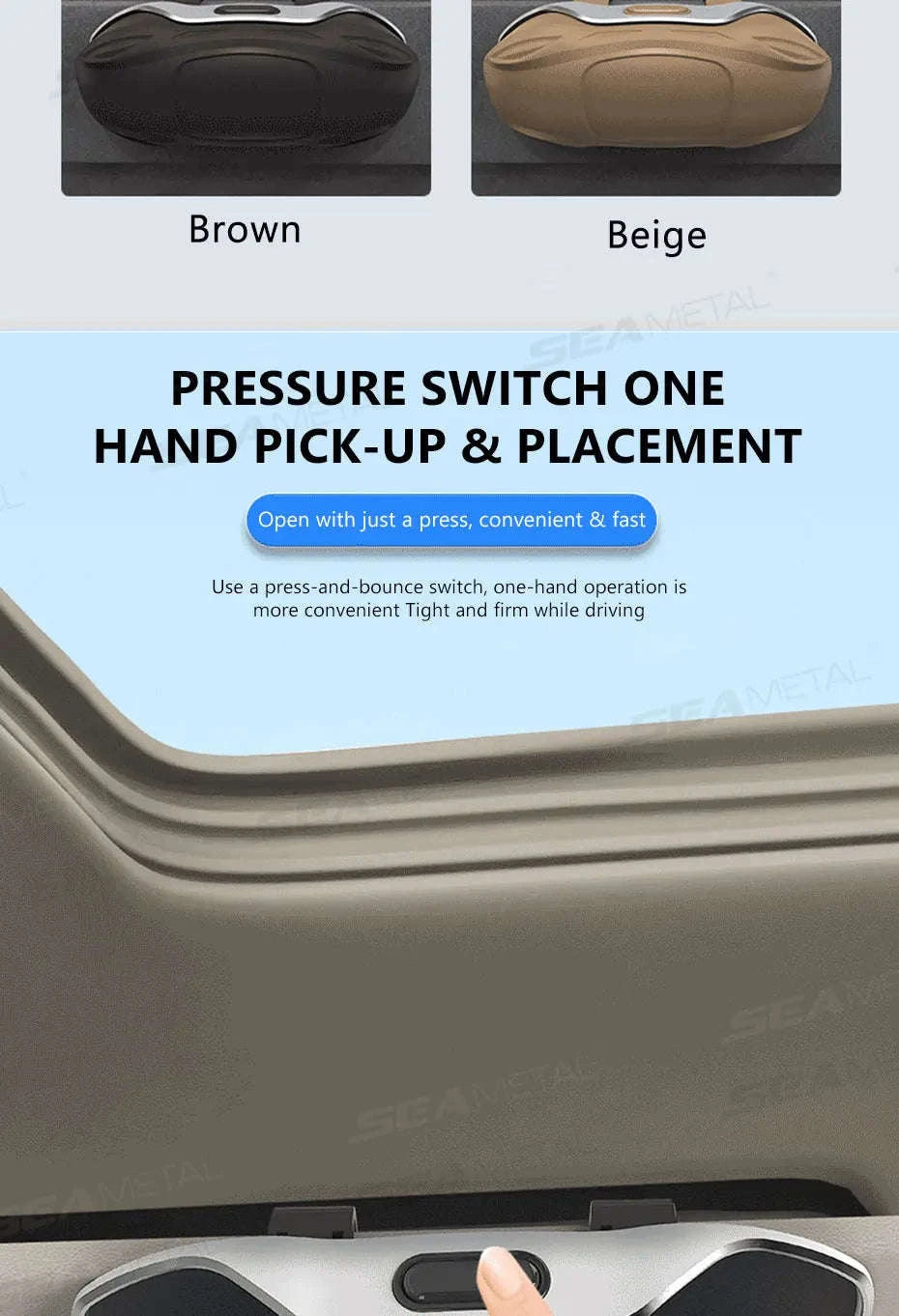 Large Car Glasses Holder Clip on Sun Visor Anti Scratch Flocking Layer-Brown