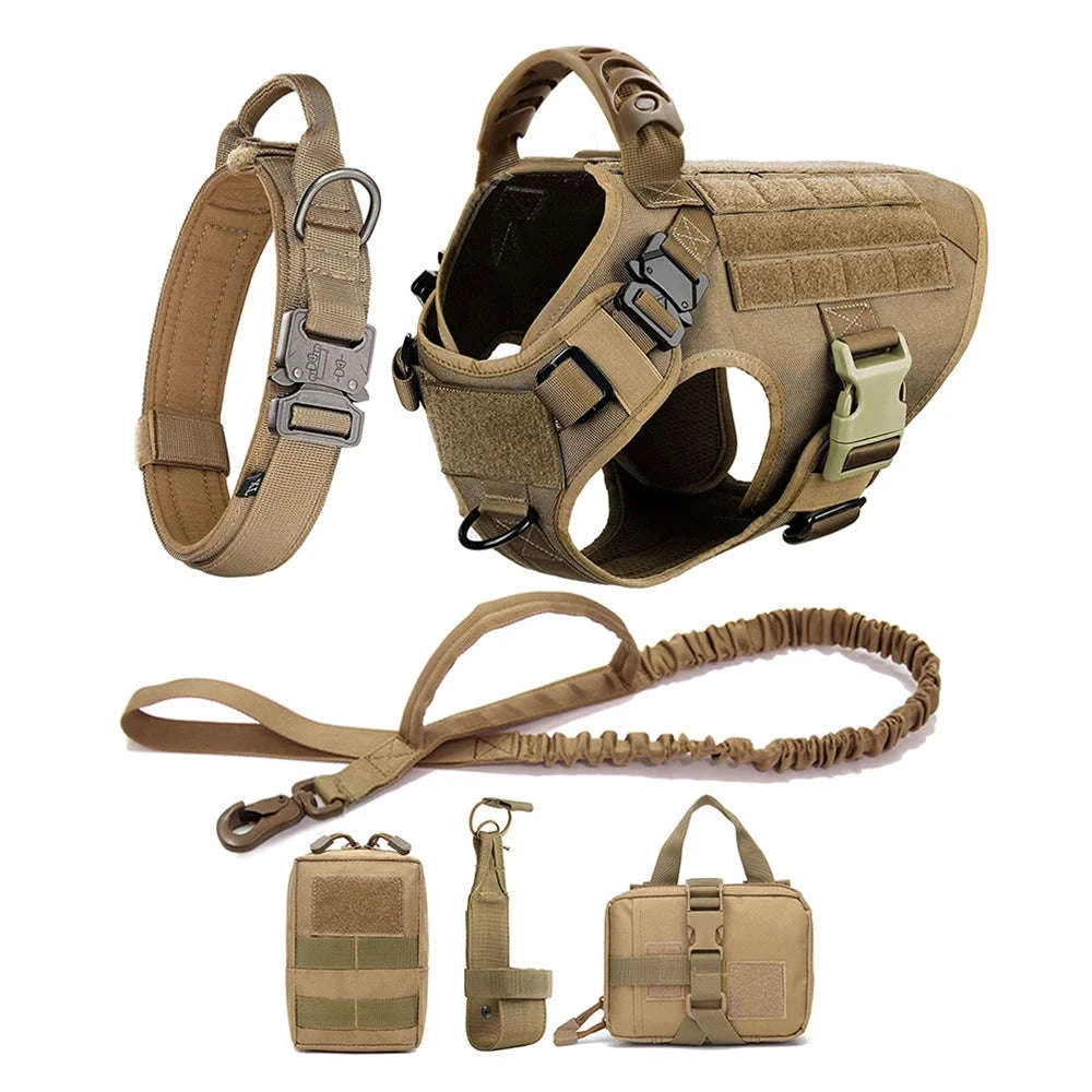 Large Dog Harness and Leash Set for Training and Walking-Brown Harness / S / United States