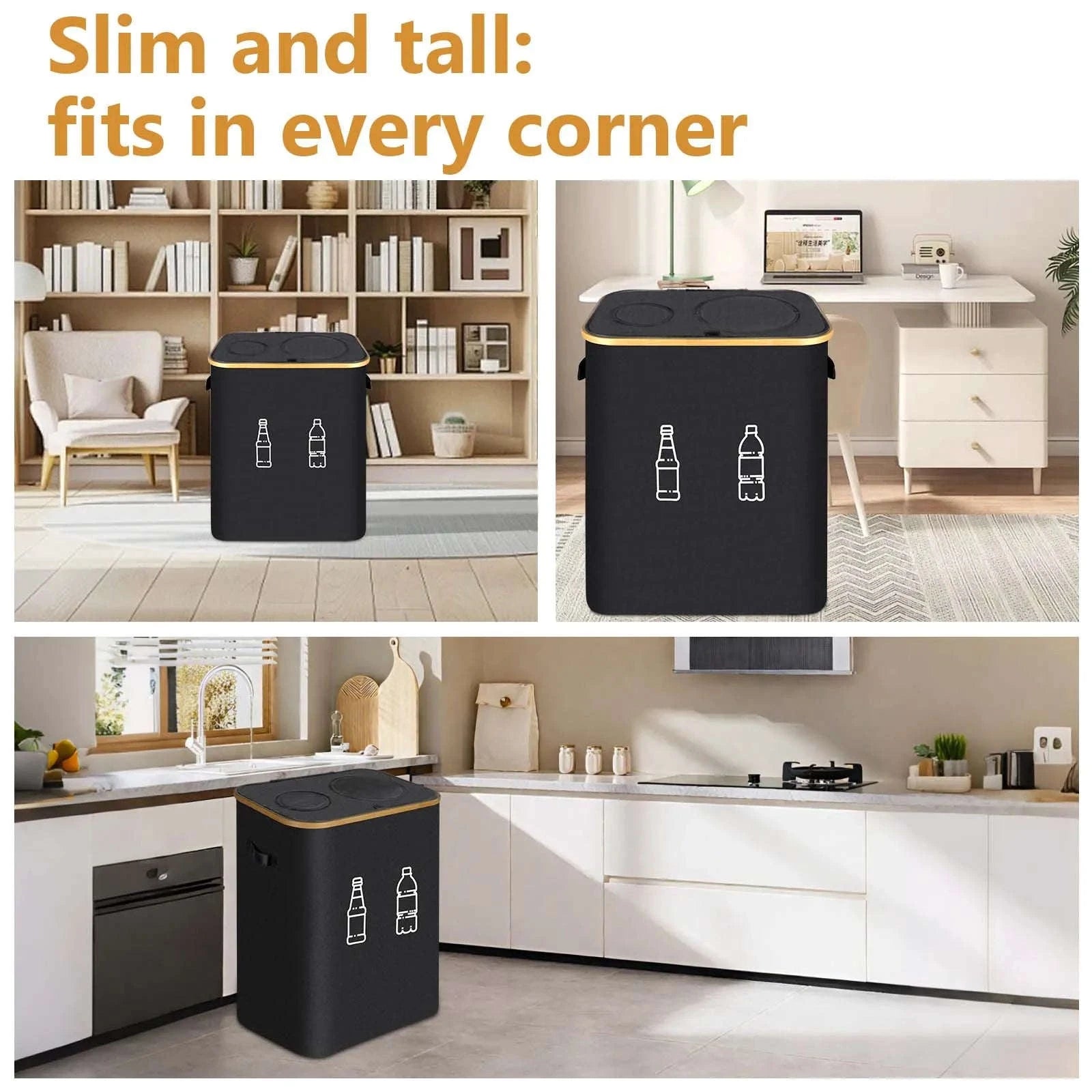 Large Foldable Recycling Bin with Lid 100L 145L Storage Organizer-145L / france