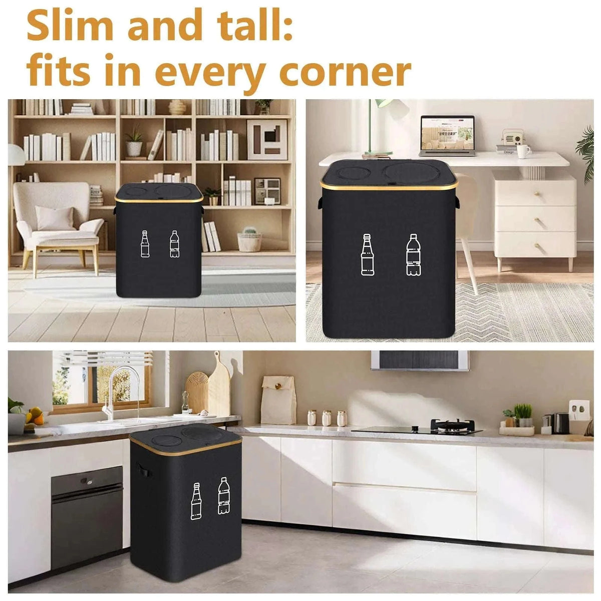 Large Foldable Recycling Bin with Lid 100L 145L Storage Organizer-145L / france
