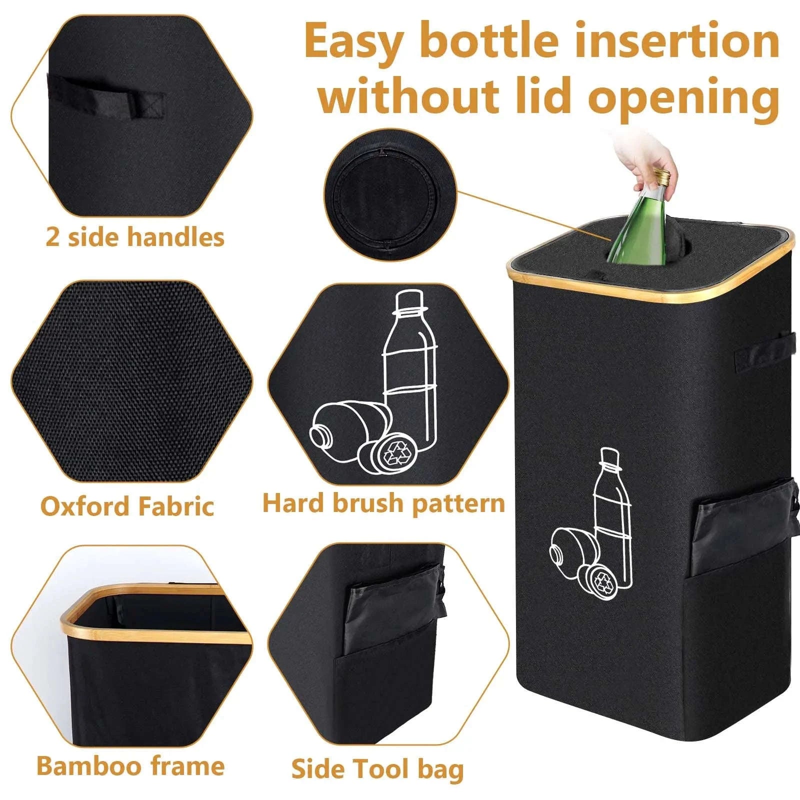 Large Foldable Recycling Bin with Lid 100L 145L Storage Organizer-145L / france
