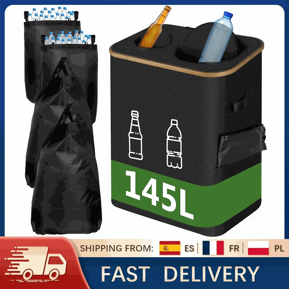 Large Foldable Recycling Bin with Lid 100L 145L Storage Organizer-145L / france