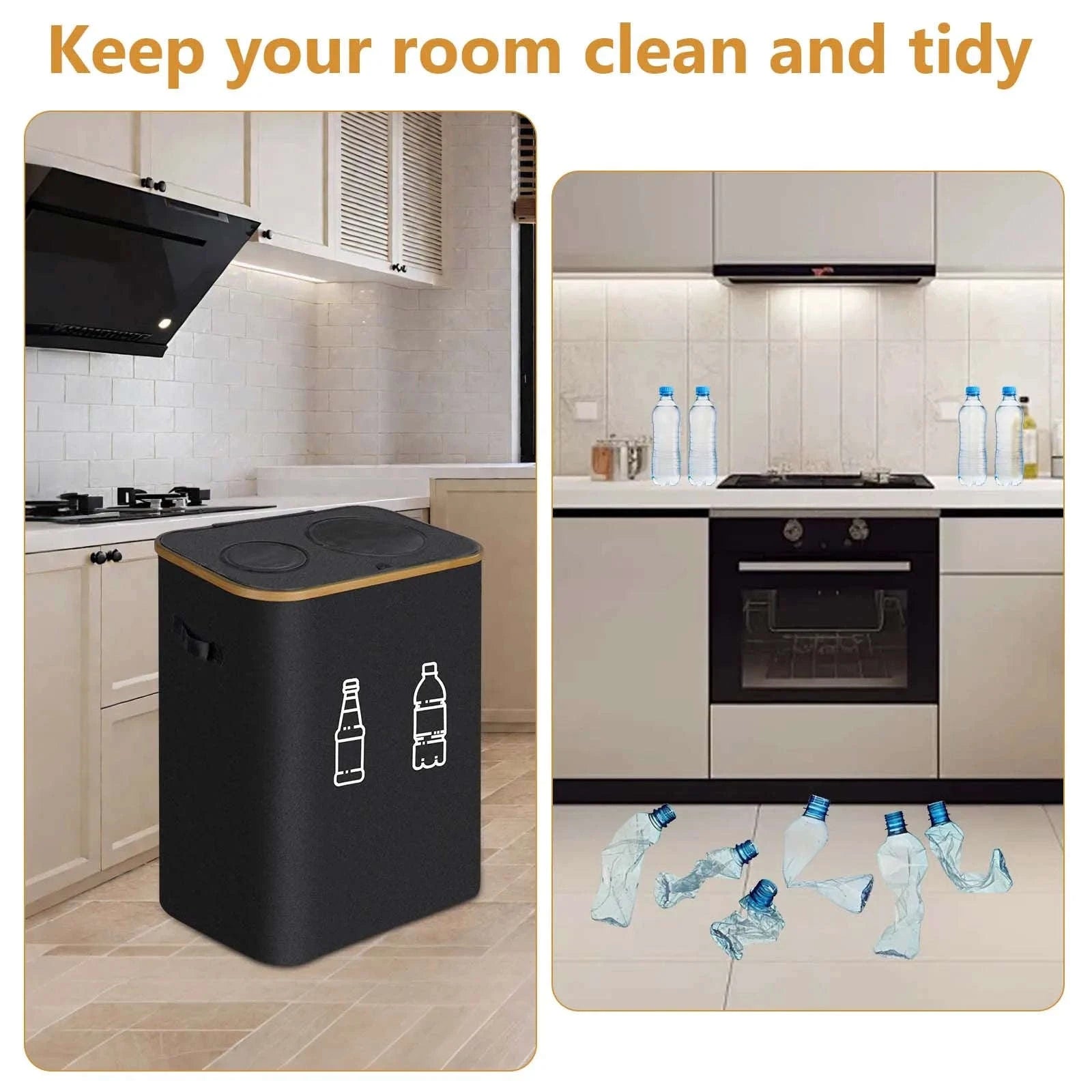 Large Foldable Recycling Bin with Lid 100L 145L Storage Organizer-145L / france