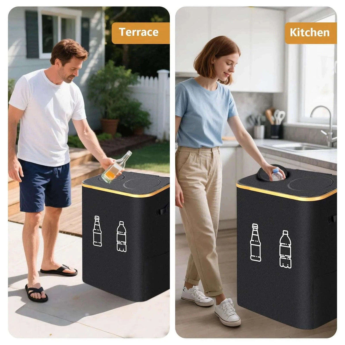 Large Foldable Recycling Bin with Lid 100L 145L Storage Organizer-145L / france