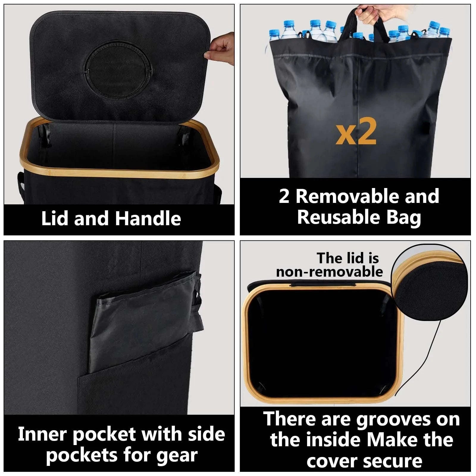 Large Foldable Recycling Bin with Lid 100L 145L Storage Organizer-145L / france