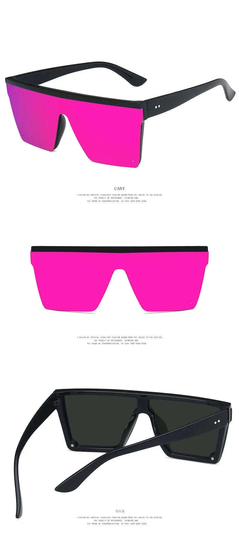 Large-Frame One-Piece Fashion Sunglasses for Women-Black purple