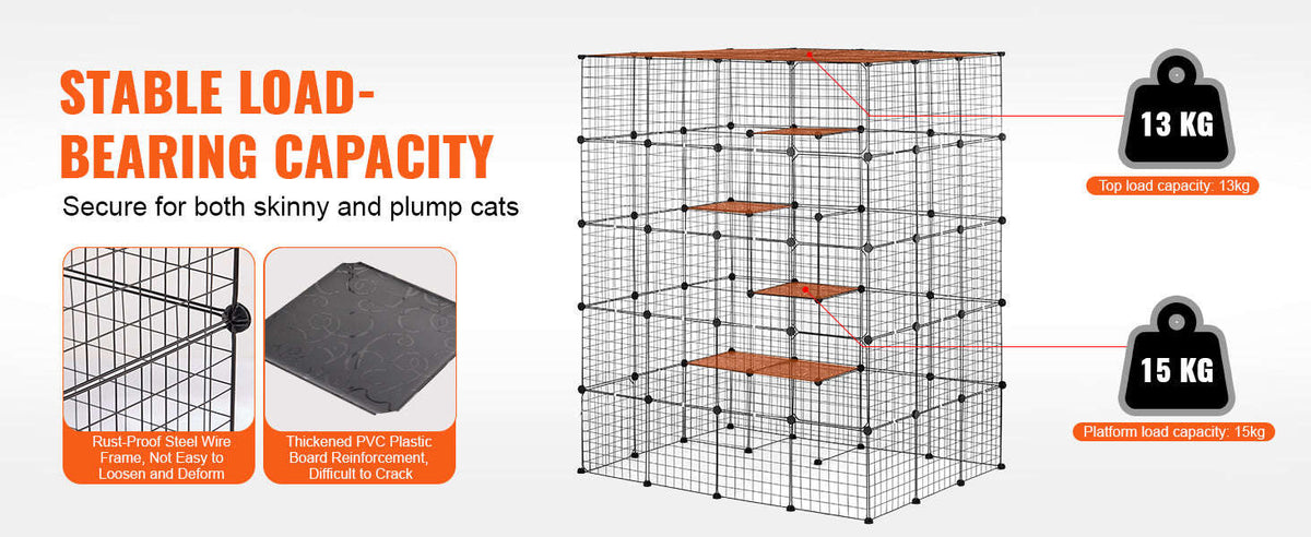 Large Metal Cat Cage with Front Doors, Hammock, Ramp and Ladders-41x41x55inch / CZECH REPUBLIC