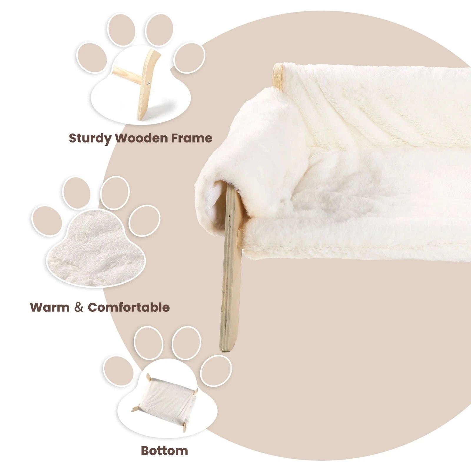 Large Raised Plush Cat Sofa Bed with Wooden Legs-Brown / United Kingdom