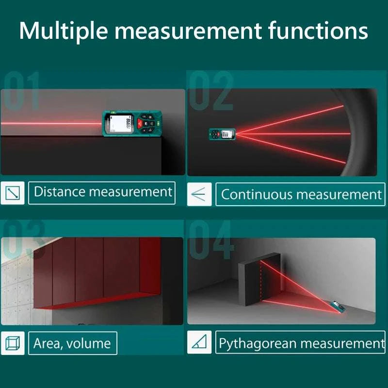 Laser Distance Meter 40M–120M ±2mm Digital Rangefinder Tool-KE70 70m