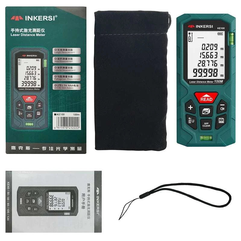 Laser Distance Meter 40M–120M ±2mm Digital Rangefinder Tool-KE70 70m